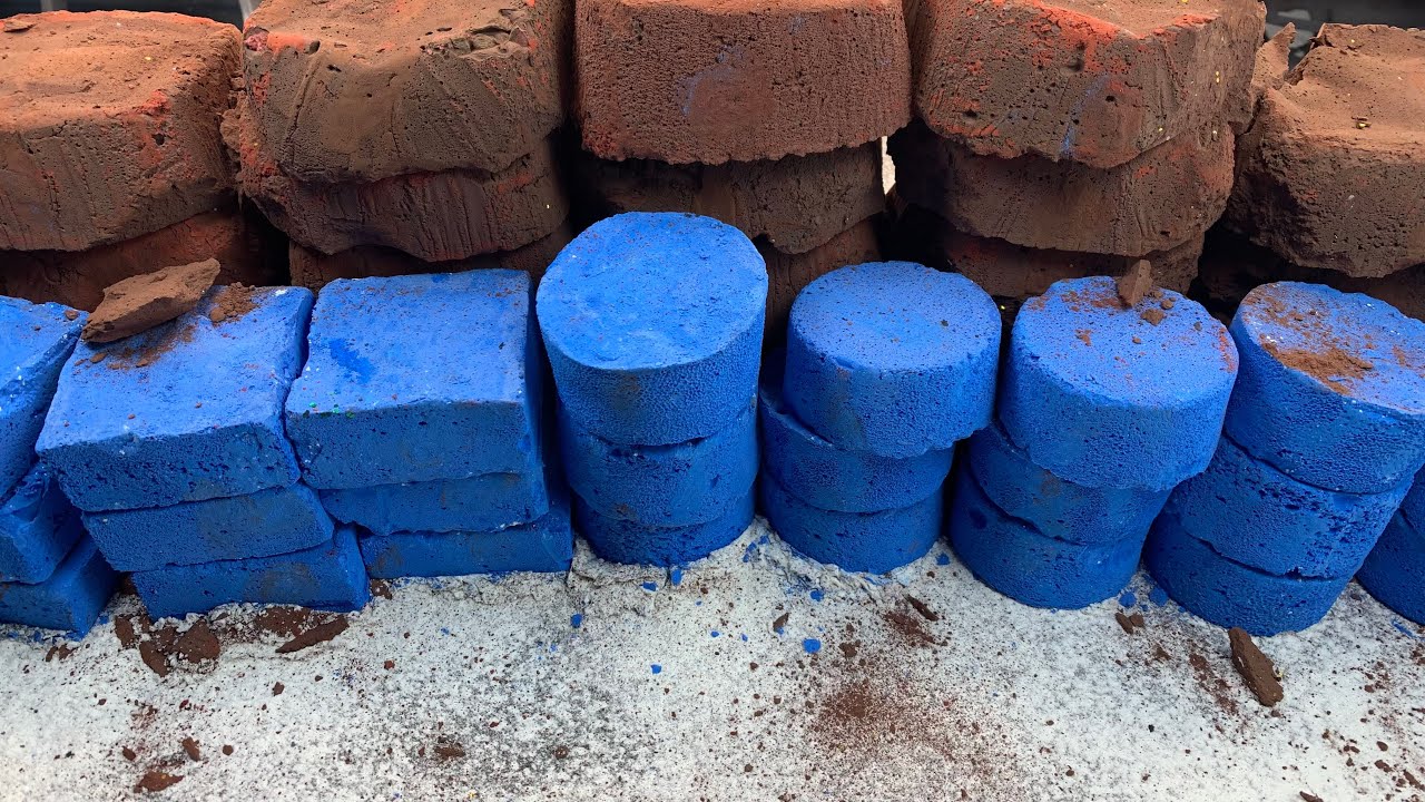 Super soft and dusty Blocks Brown and Blue Iron Oxide Pigmented Chalk Crush
