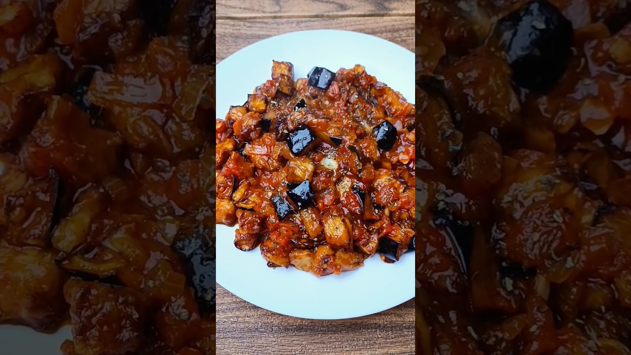 أسهل وصفة باذنجان مع طماطم بدون لحم بدون فرن - Easiest Way To Make Eggplant With Tomato