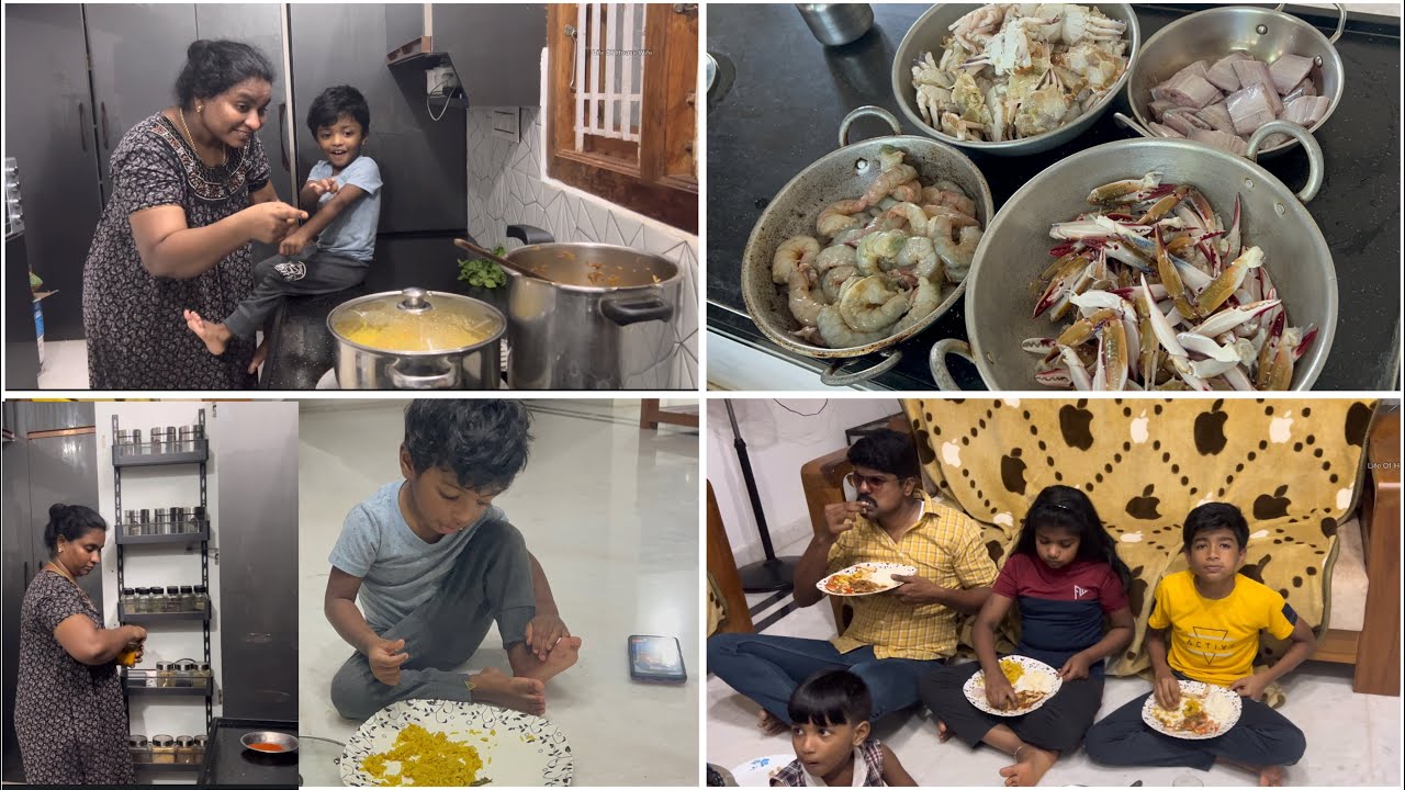surprise seafood dinner for kids..Crab🦀Prawn 🦐Fish for dinner/LifeOfHouseWife #food #cooking