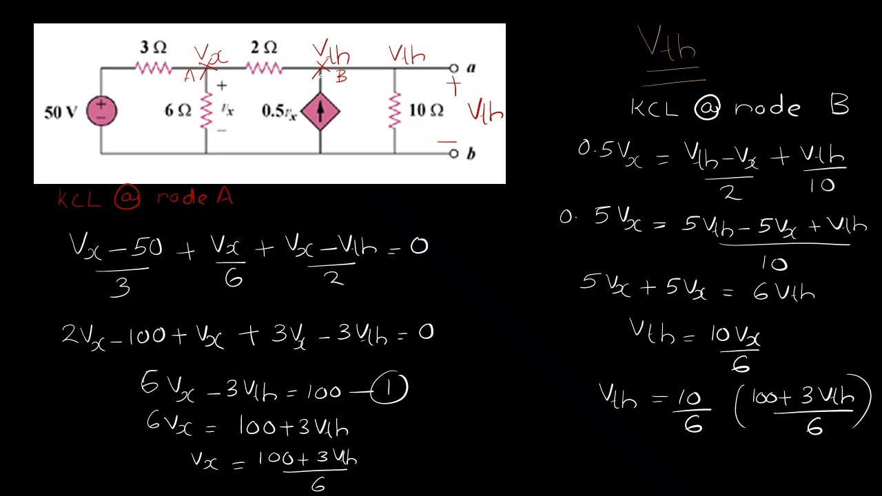 Thevenin and Norton equivalent of a circuit with dependent sources.