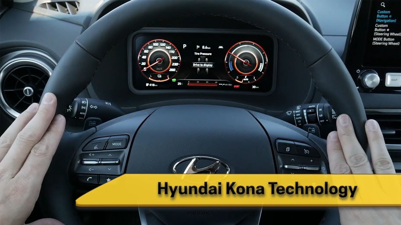 Steering Wheel and Instrument Cluster in the 2022-2023 Hyundai Kona Electric