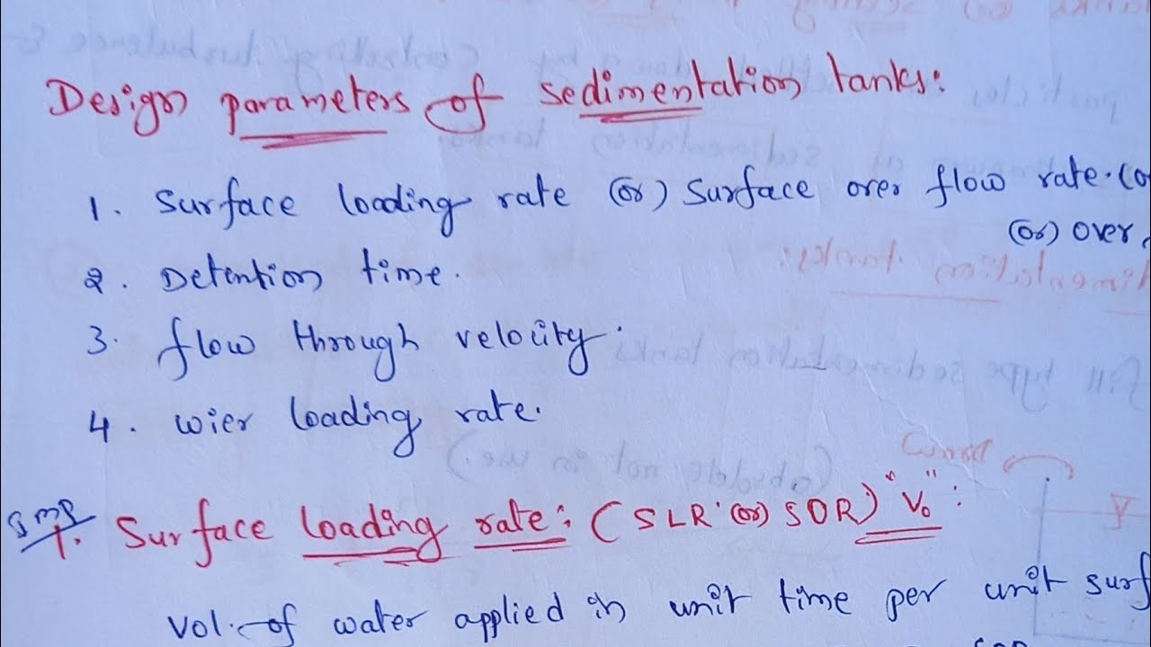 Design parameters of sedimentation tank | Sedimentation tank