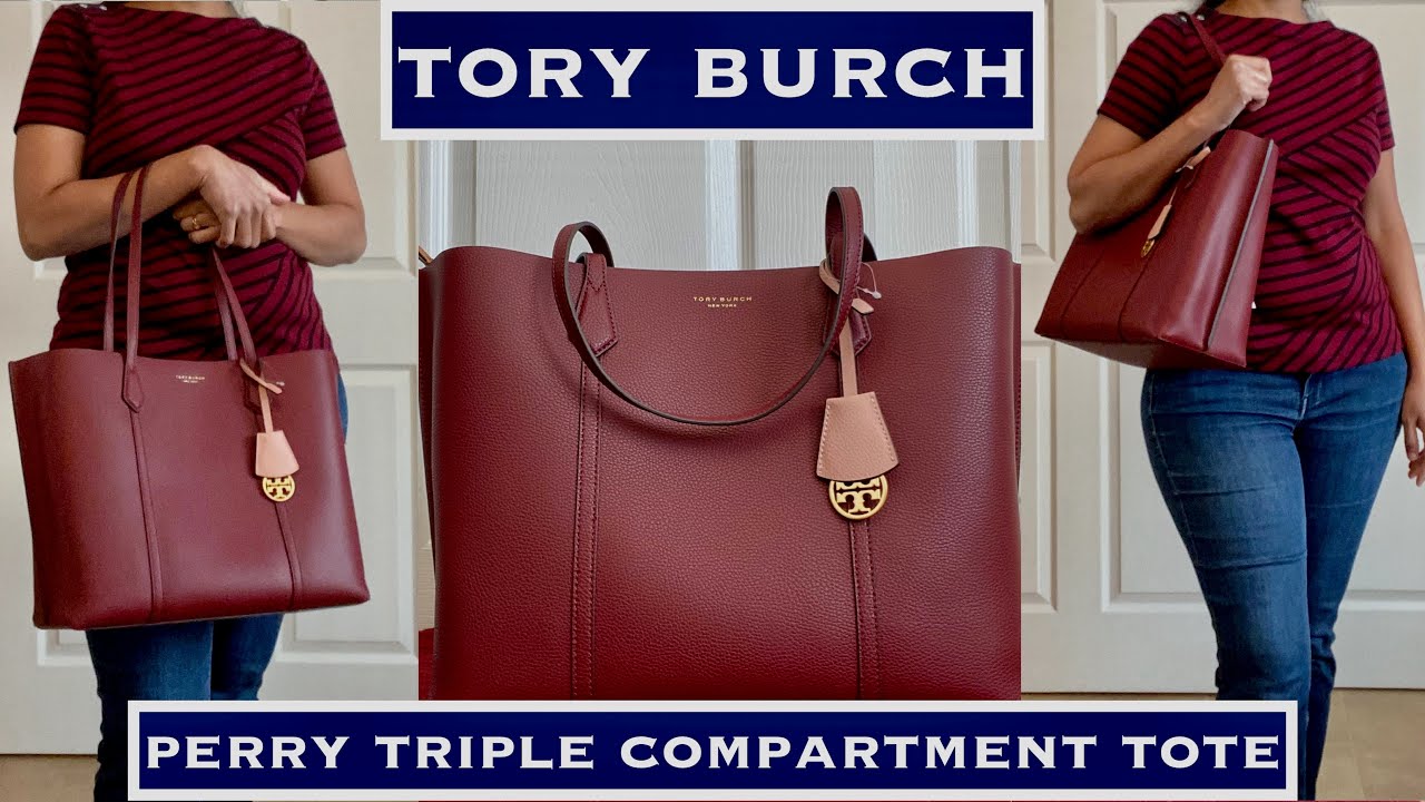 **COACH MARKET TOTE COMPARISON/REVIEW/WHAT'S IN MY BAG???** TORY BURCH PERRY TRIPLE COMPARTMENT TOTE