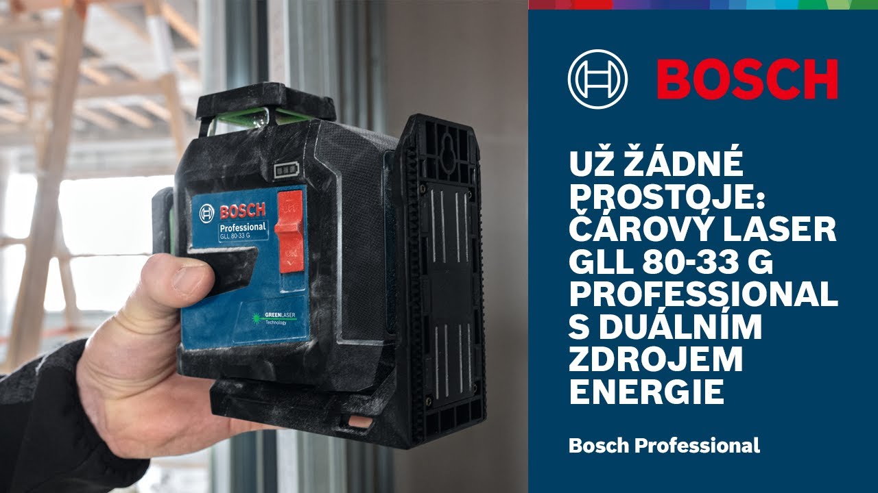 Čárový laser GLL 80-33  G Professional s duálním napájením a krytím IP 65