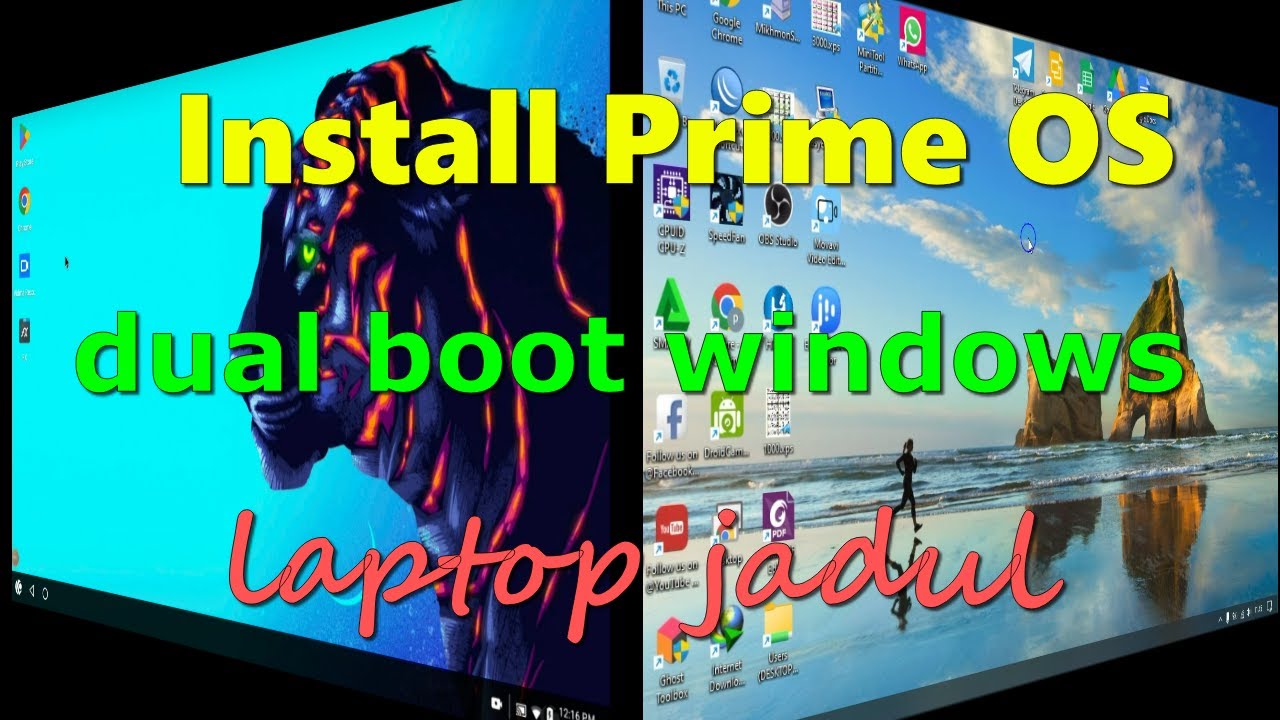 Install android  di laptop  dual boot windows | Install PrimeOS dual boot