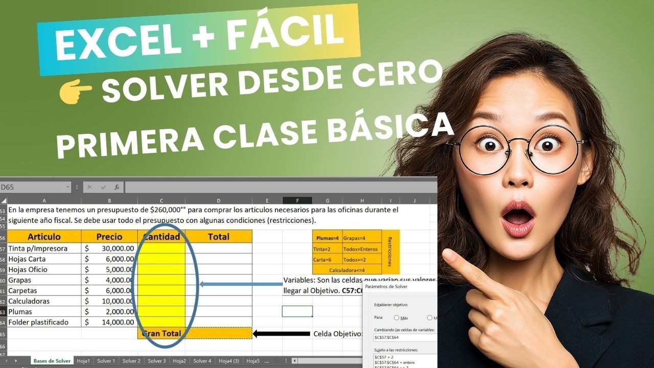 SOLVER desde CERO 🚀 Clase 1 bases para tu primer ejercicio en 25 Minutos #excelfacil #exceltips