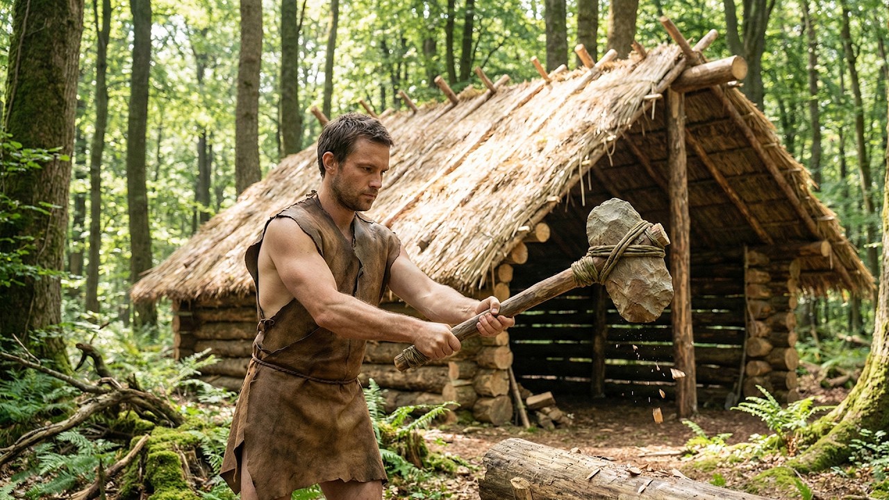 He Had NOTHING but a Stone Axe – Then Built a Forest Shelter