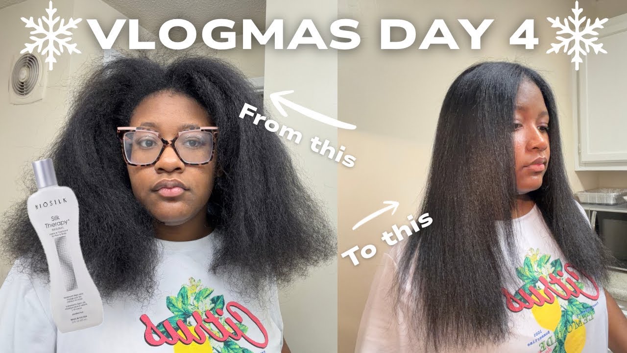 HOW TO: SILKPRESS YOUR NATURAL HAIR | VLOGMAS ♡ DAY 4 