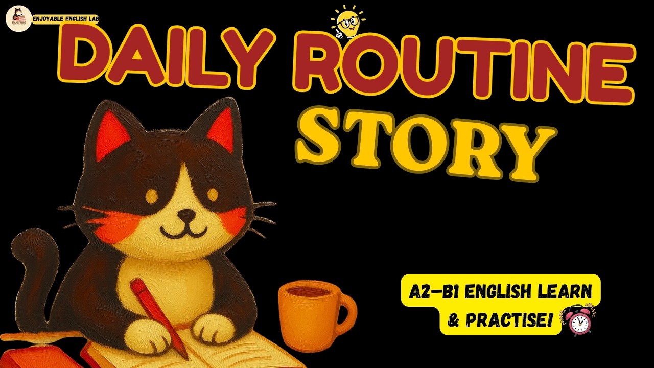 Daily Routine in English — Funny Story for A2–B1 Learners! Learn Vocabulary Easily