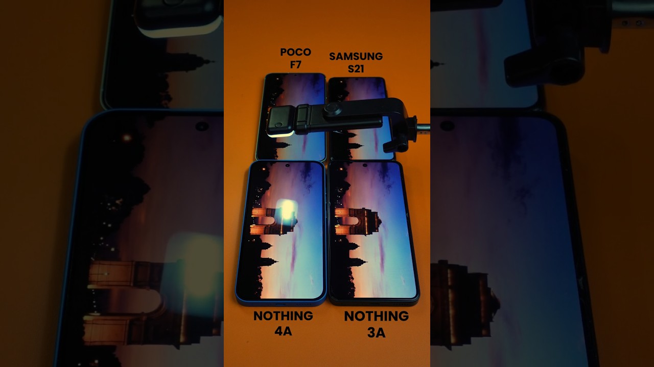 POCO F7 vs Samsung S21 vs Nothing 3A vs 4A 🔆 Brightness Test &ndash; Which is Brightest? 😳