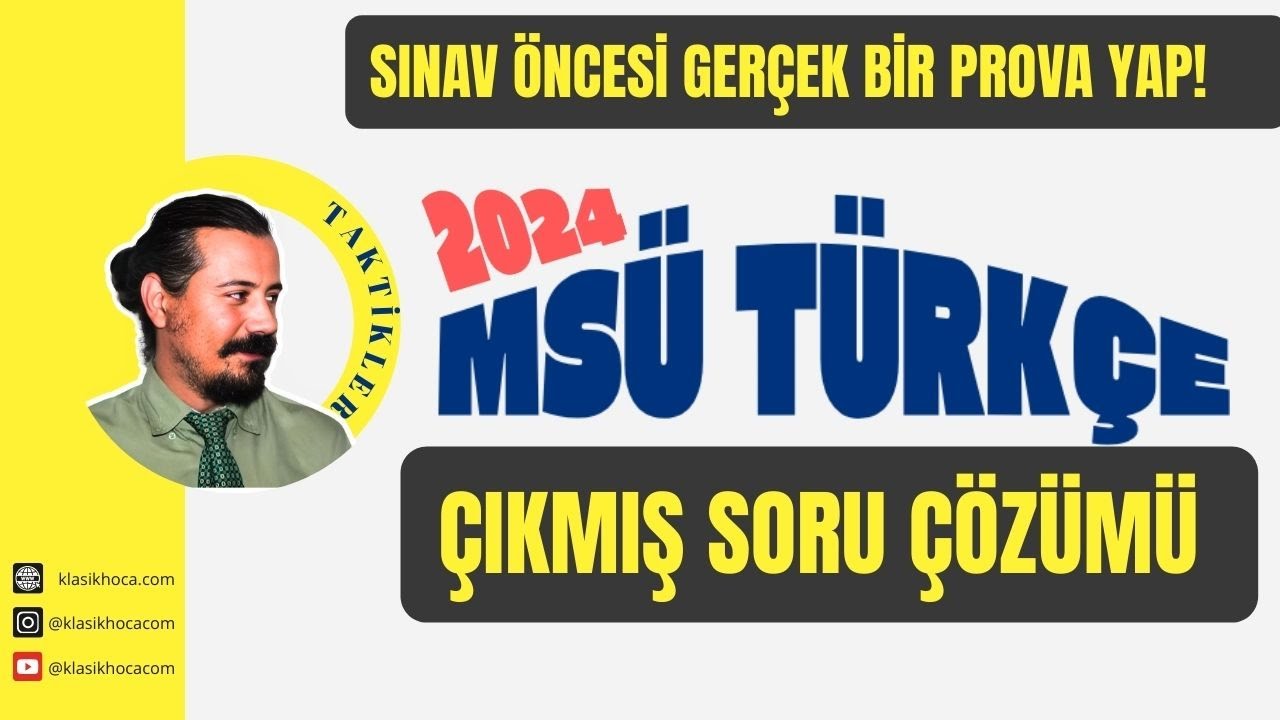 MSÜ Türkçe Çıkmış Soru Çözümü | MSÜ 2024 | #cemalhocaile