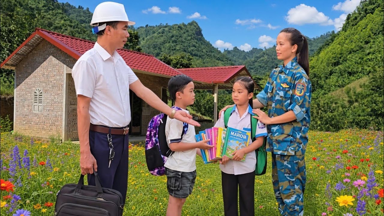 CEO Thang gifted a set of books to a veteran's daughter when he and his son visited the farm.
