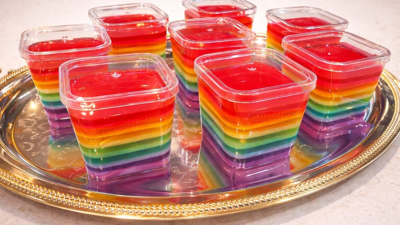 طرز تهیه ژله رنگین کمان برای مهمانی | دسر مجلسی شیک و آسان