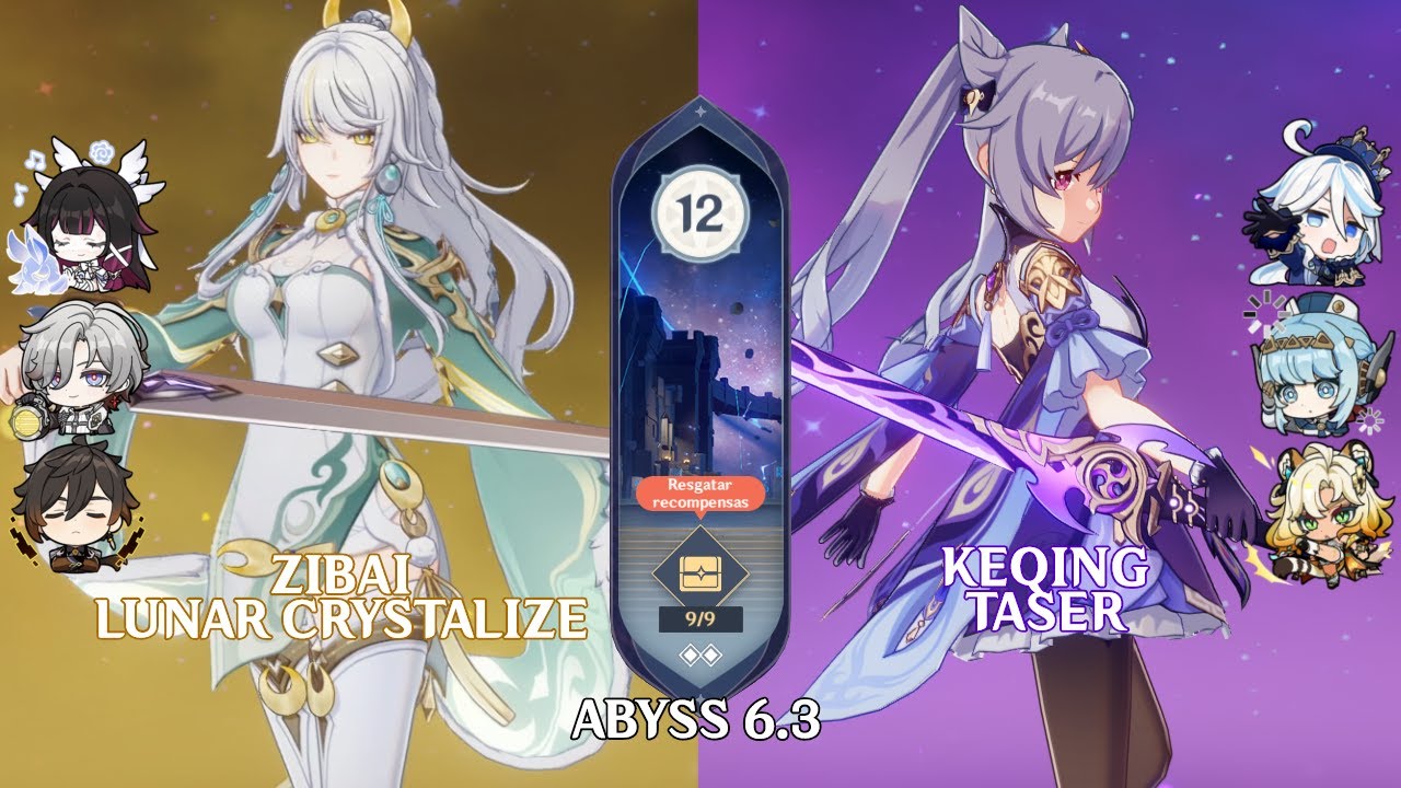 C0 Zibai Lunar Crystalize & C3 Keqing Taser | Genshin Impact Abyss 6.3 Floor 12 9 Stars