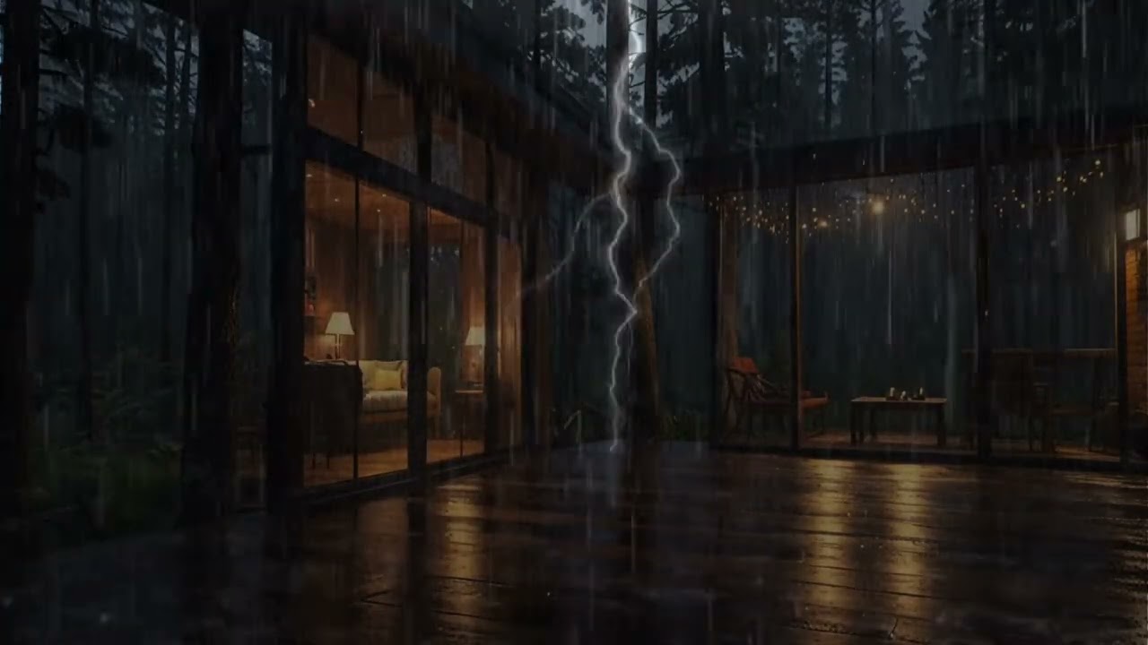 Heavy Rain on a Cozy Forest Cabin | Sleep Rain White Noise ASMR