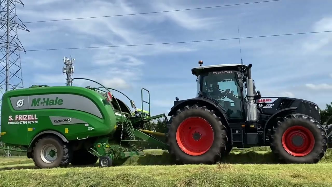 Cumbrian Silage’25. Gathering the last of the grass with MF 5S & black Claas Arion 650/ McHale.