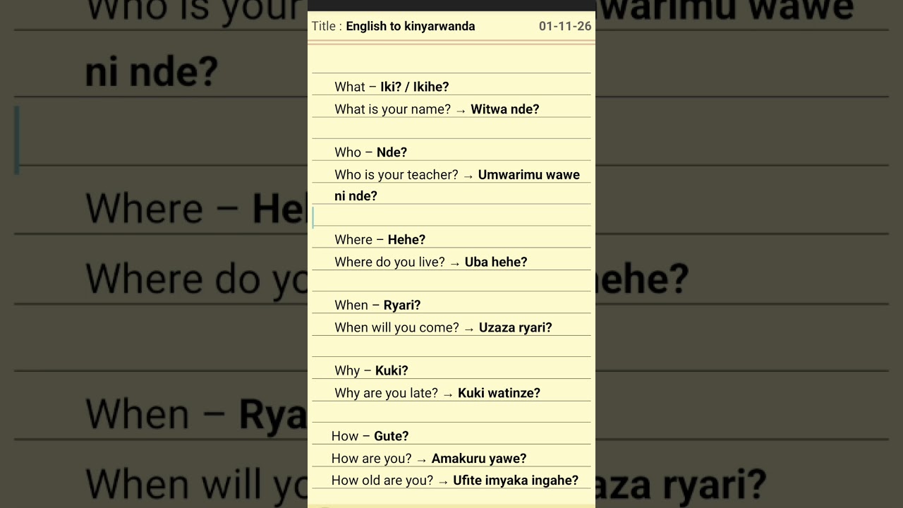 English to kinyarwanda Interrogative Words Menya icyongereza vuba kandi neza 🙏📚