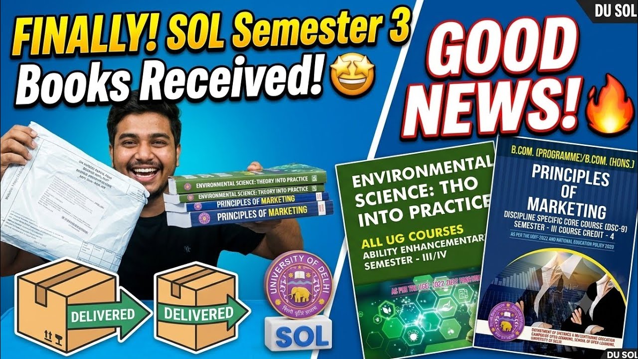Finally SOL Books Received 🤩  | B.com Honours Semester 3 Books Unboxing | DU SOL Study Material