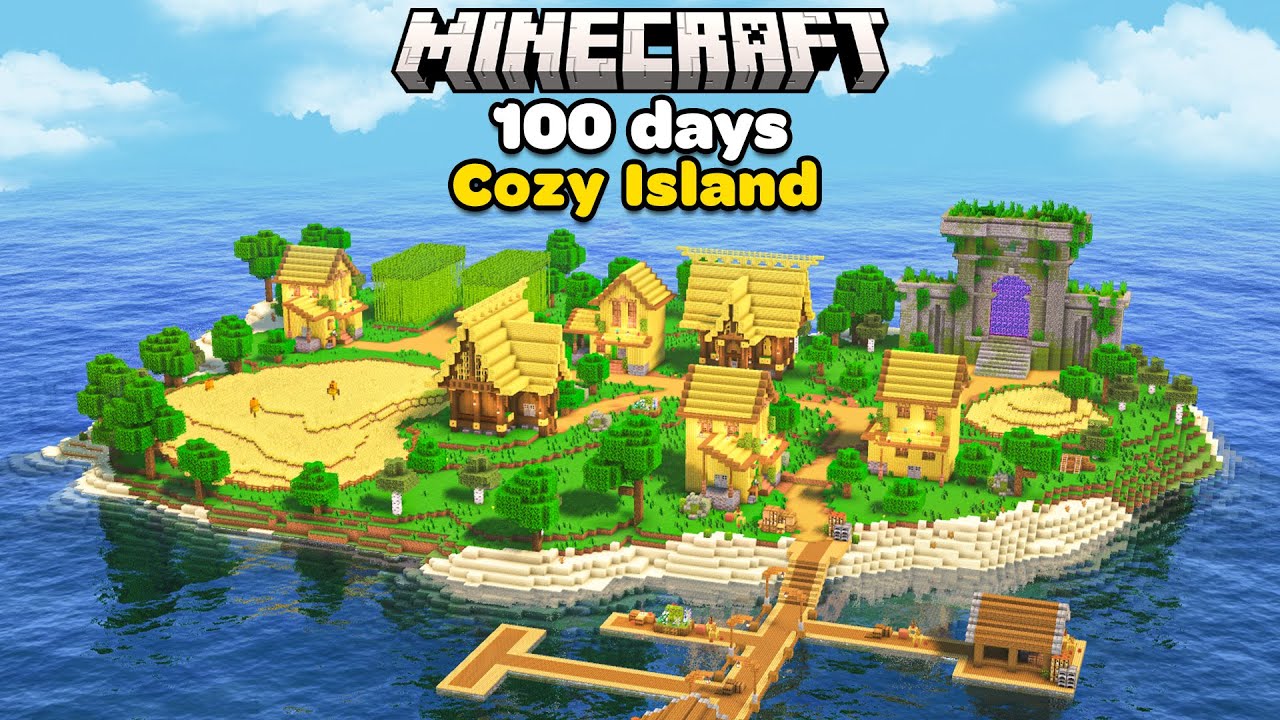 I Survived 100 Days Building a Cozy Island in Minecraft
