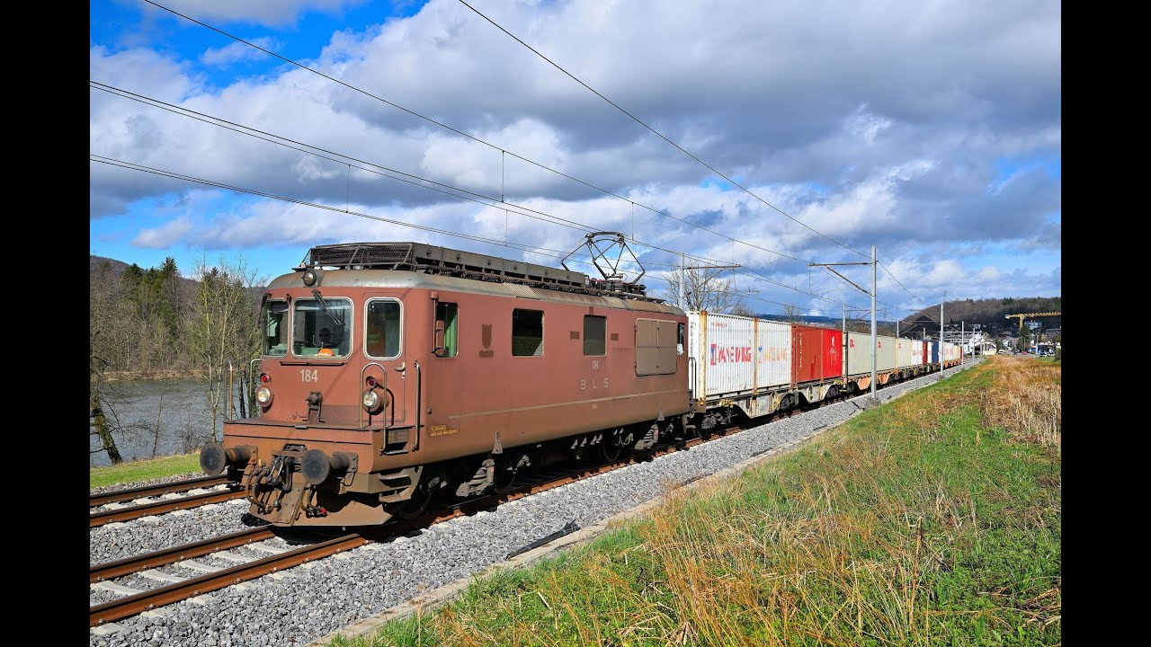 Bahnverkehr März 2024: SBB Krokodil, Re6/6 X Rail, BLS Re4/4 Krattigen mit kräftigem Bremsquietschen