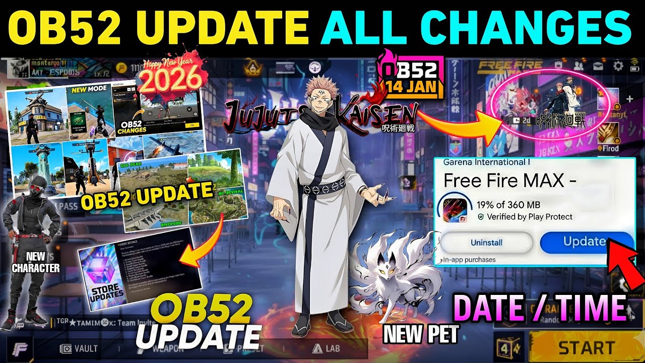 Ob52 New Update 🔥 ALL Changes 🤯 Kya kya aaya Hai in Free Fire | FF NEW EVENT UPDATE GARENA FREE FIRE