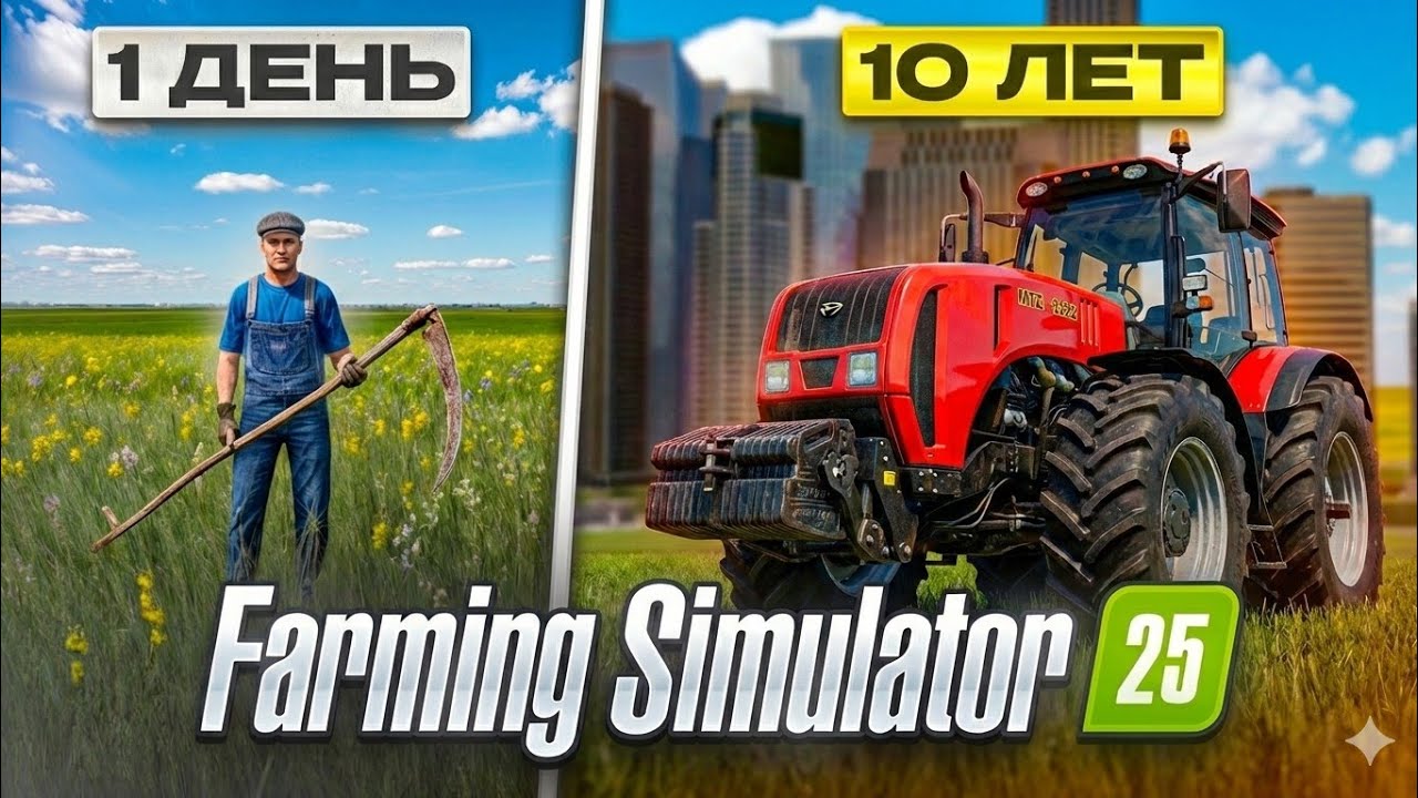 Выживаю на плоской карте и строю город Farming Simulator 25