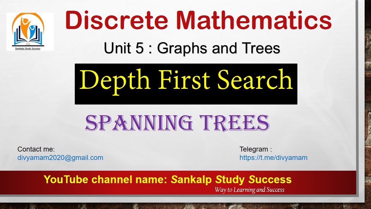 Depth First Search  | Spanning Tree ||  Discrete Mathematics | Unit 5 | CSE,IT