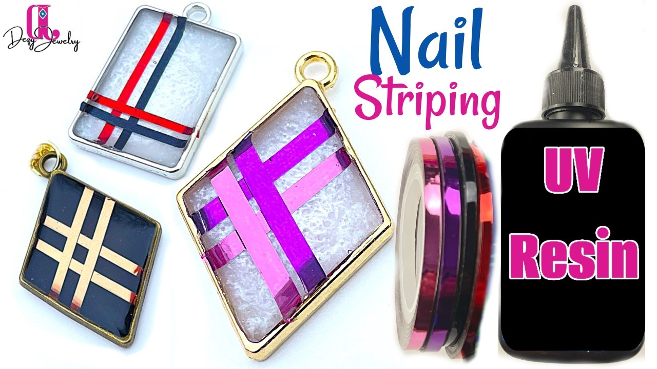DIY Beautiful Pendant using Nail Striping and Resin