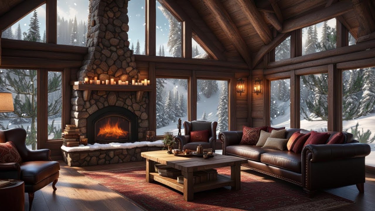 Sit back and listen to the peaceful crackling of the fireplace in a snowstorm #Nature #NatureSounds