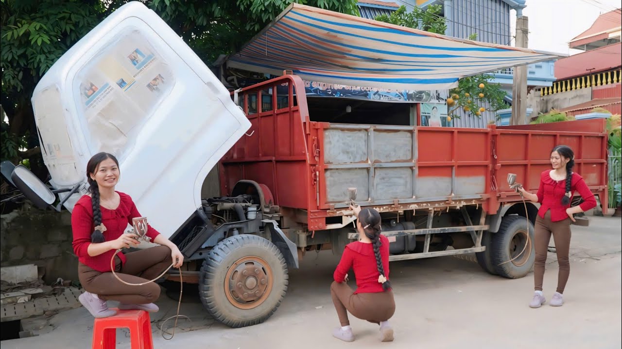 Genius Girl's Challenge: Removing rust and restoring the paintwork of a Hyundai (8000KG) truck.