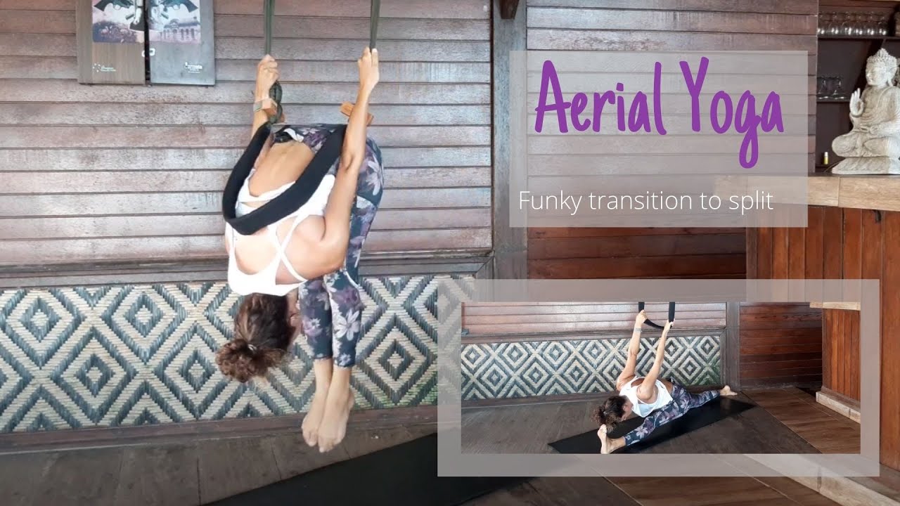AERIAL YOGA - How to go from upside down to split? - Advanced Level Part 2/2