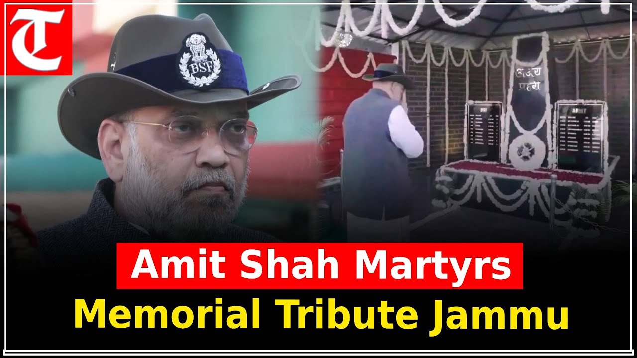 Amit Shah pays tribute to martyred soldiers at Bobiya BOP Martyrs Memorial in J&K.