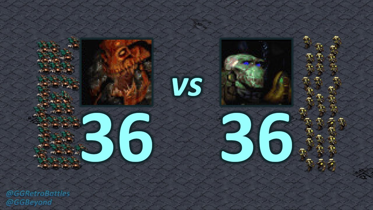 36 Hydralisks vs 36 Zealots - Even Numbers - StarCraft Retro Battles