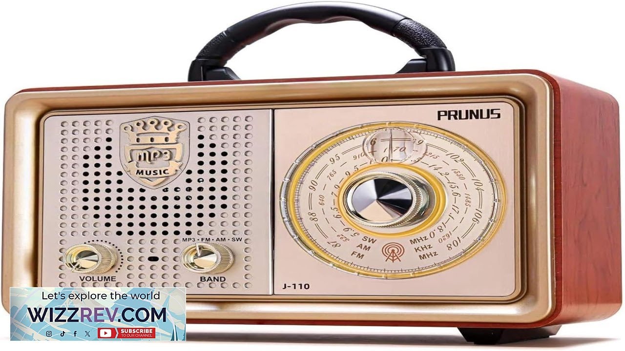 Портативный транзисторный радиоприемник PRUNUS J 110 AM/FM, подключаемый к розетке и работающий о...