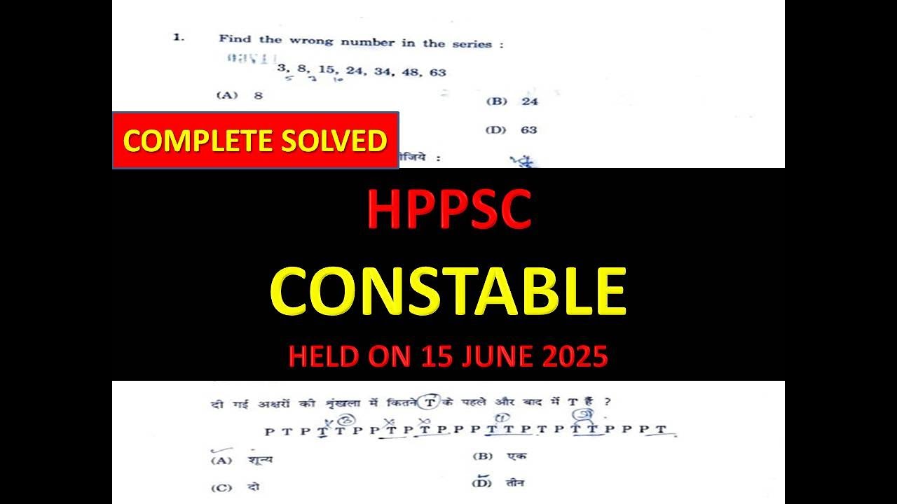 HPPSC POLICE CONSTABLE SOLVED PAPER HELD ON 15 JUNE 2025