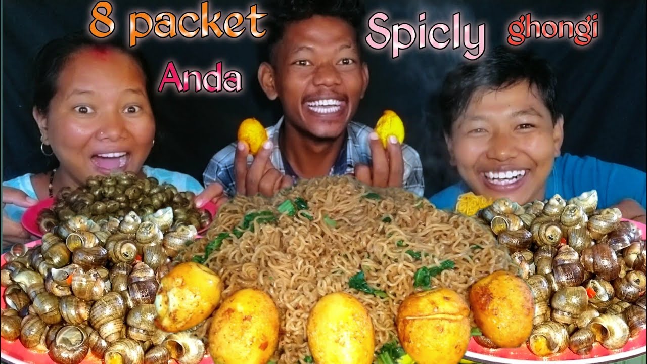 Spicly Ghongi And || 8 Packet Noodles🍜 5 Anda | Mukbang Video