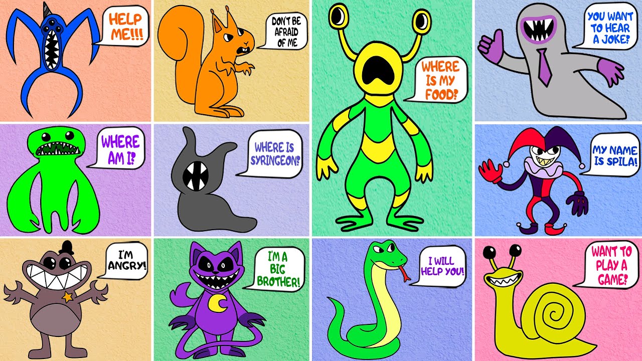 Garten of Banban: 1,2,3,4,5,6,7,8,9,10 - Drawing Monsters Comparison