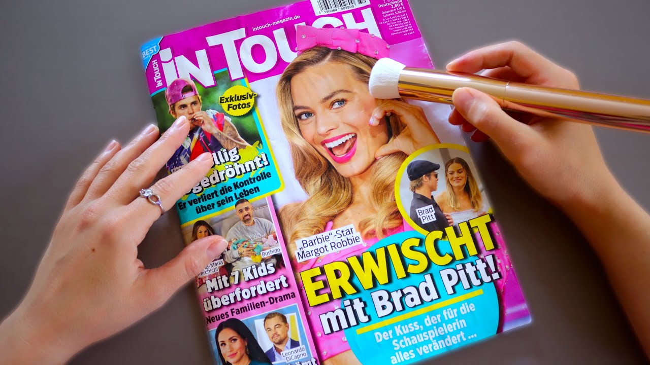 ASMR INTOUCH MAGAZIN (AUGUST 2023) 💞 Gew&auml;ssertes Papier 💦, Page Turning, Brushing, Tracing, Reading
