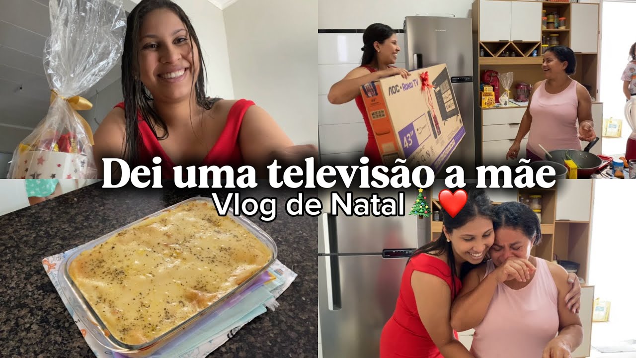 Vlog de Natal, almoço em família, aniversário de mãe, fiz uma surpresa pra ela, dei uma tv pra ela
