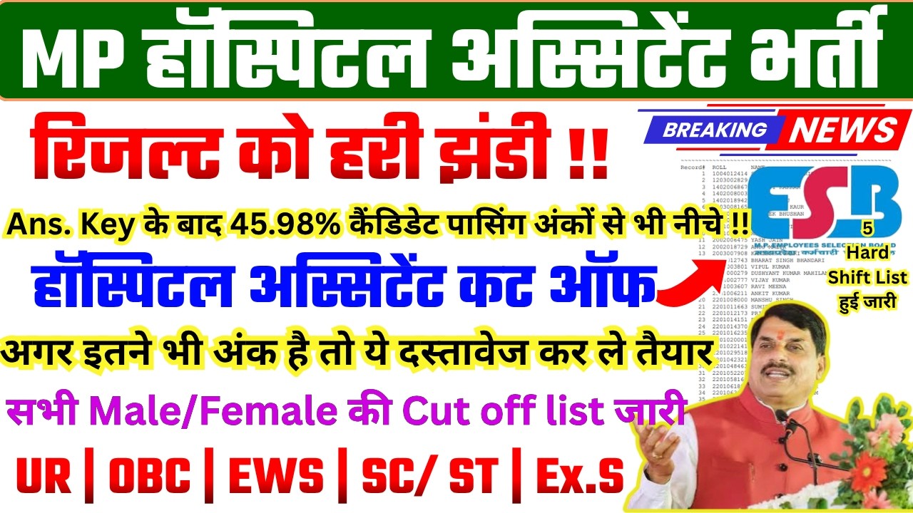 MP HOSPITAL ASSISTANT CUT OFF 2026 | HOSPITAL ASSISTANT RESULT GOOD NEWS 🥳 | MP HOSPITAL DV CUT OFF