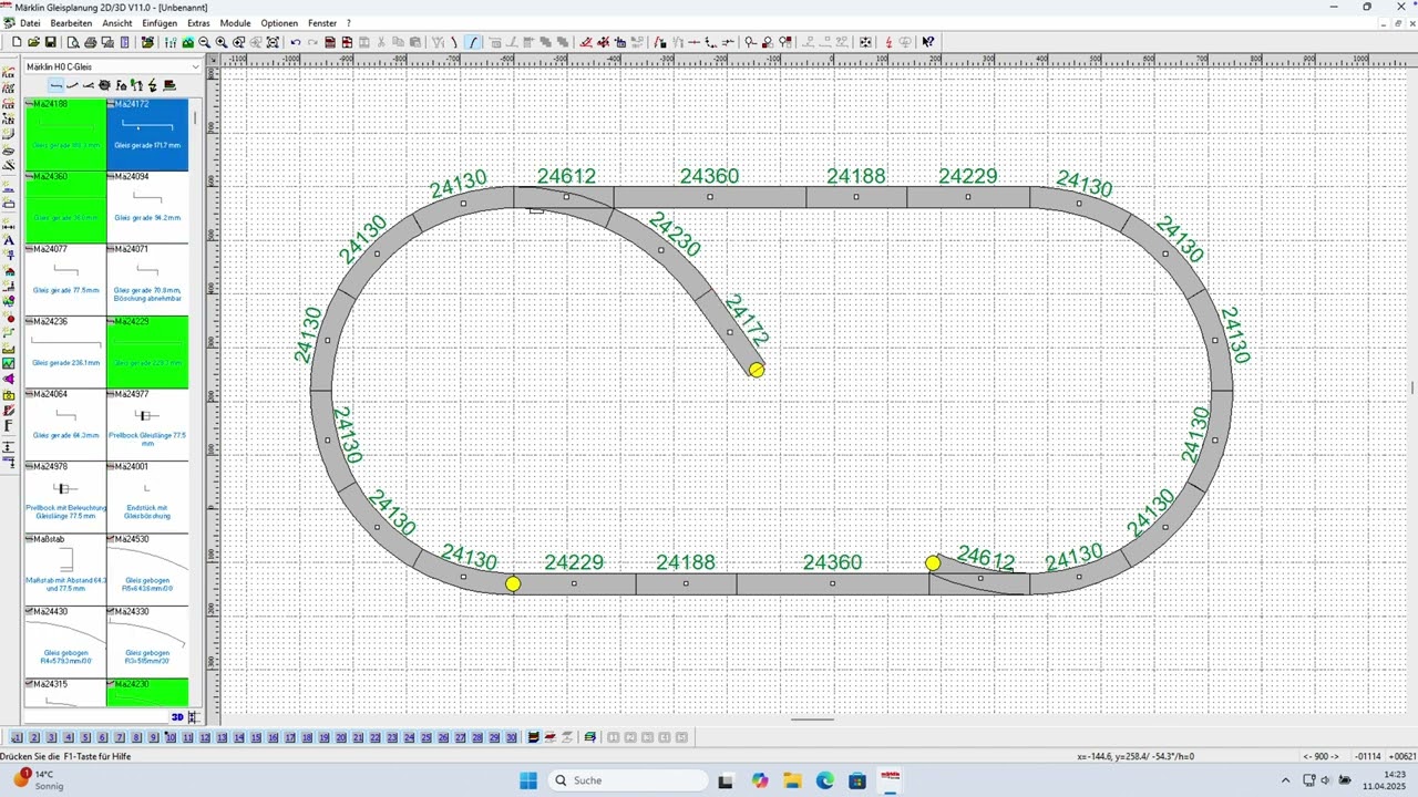 Gleisplan für Kehrschleife – Märklin C-Gleis auf der Modellbahn