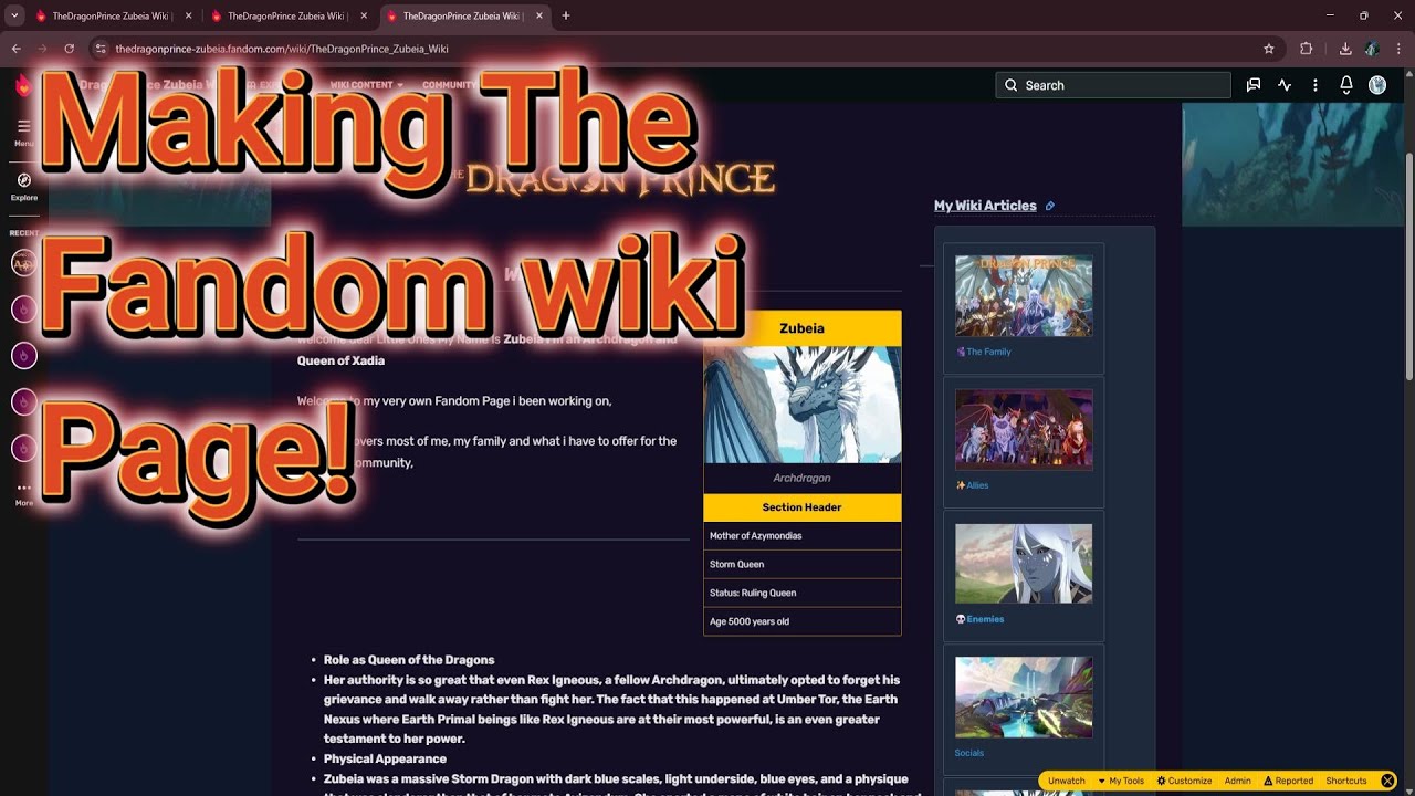 TheDragonPrince - Working on the Fandom Wiki!
