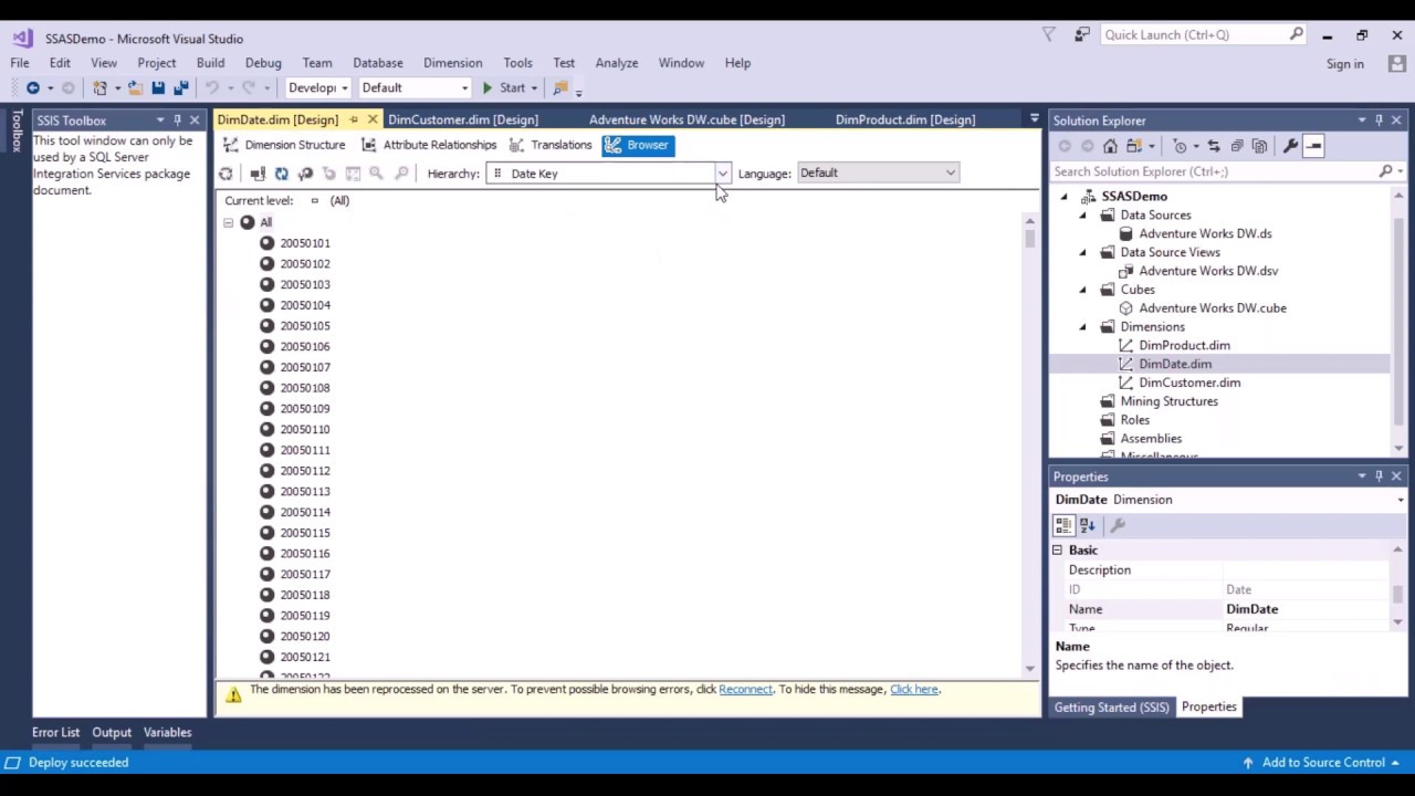 SSAS - Dimension and Hierarchy -Date Dimension