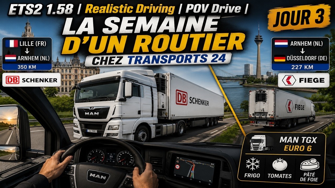 ETS2 1.58 | Realistic Driving | POV Drive | LA SEMAINE D'UN ROUTIER CHEZ TRANSPORTS 24 | JOUR 3