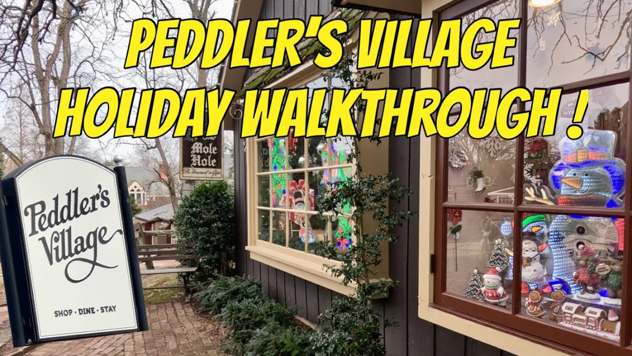 🎄Рождественская прогулка по деревне торговцев | Лахаска, Пенсильвания | Спокойная утренняя прогул...