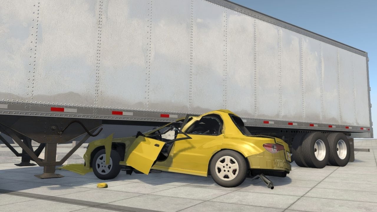 BeamNG Drive - Semi Trailer Side Crash Tests