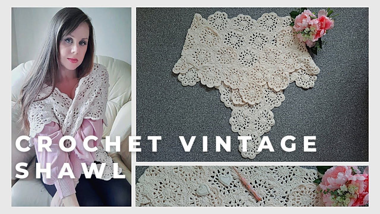 Crochet Easy Flower Shawl Beginner Tutorial | Crochet Vintage Floral Wrap & Free Written Pattern