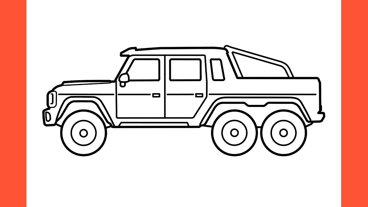 How to draw a MERCEDES G63 AMG 6x6 BRABUS easy / drawing truck mercedes pickup step by step