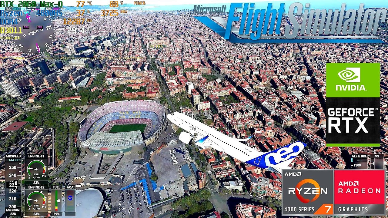 Microsoft Flight Simulator 2020 PERFORMANCE TEST on RTX 2060 Max-Q at BARCELONA (ZEPHYRUS G14)