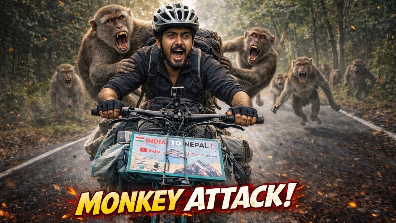 MONKEY ATTACKED ME While Cycling 😱 🐒| khammam to Nepal Journey | నిజమైన భయం! (Danger!)